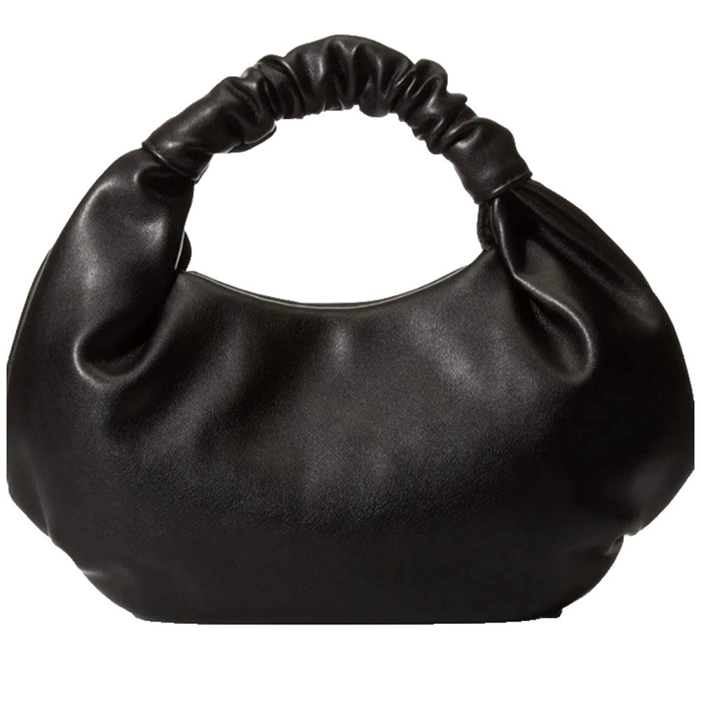 NEW Black Faux Leather Hobo Tote Bag Purse Soft Top Handle Going Out Pocketbook
